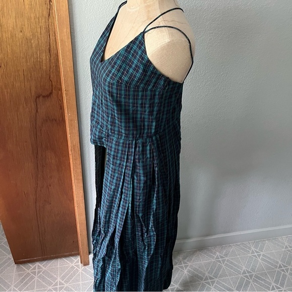 PETERSYN sz M Blue Plaid Woven Tank Top Long Sides High Low - Picture 7 of 16